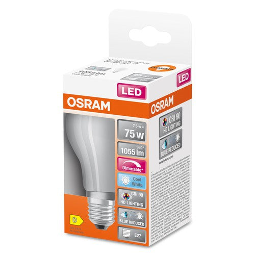 OSRAM Dimmbare LED-Lampe LED SUPERSTAR+ CL A GL FR 75 dim 7,5W/940 E27 CRI90 BOX, E27 , Kaltweiß-Leuchtmittel-LEDVANCE Shop