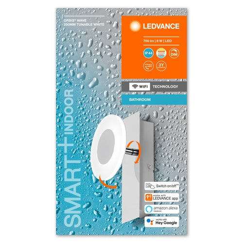 LEDVANCE Wifi SMART+ ORBIS WAVE Bad LED Wandleuchte 20cm Tunable Weiß 8W / 3000-6500K-Wandleuchten-LEDVANCE Shop