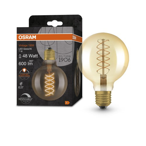 OSRAM Vintage 1906 LED-Lampe, Gold-Tönung, 7W, 600lm , Warmweiß , E27-Leuchtmittel-LEDVANCE Shop