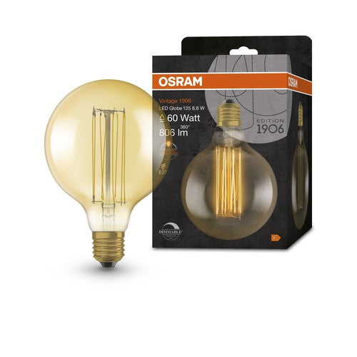 OSRAM Vintage 1906 LED-Lampe, Gold-Tönung, 8,8W, 806lm , Warmweiß , E27-Leuchtmittel-LEDVANCE Shop
