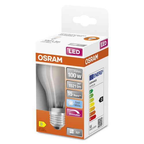 OSRAM Dimmbare Filament LED Lampe mit E27 Sockel, Kaltweiss (4000K), klassische Birnenform, 12W, Ersatz für 100W-Glühbirne, matt, LED Retrofit CLASSIC A DIM-Leuchtmittel-LEDVANCE Shop